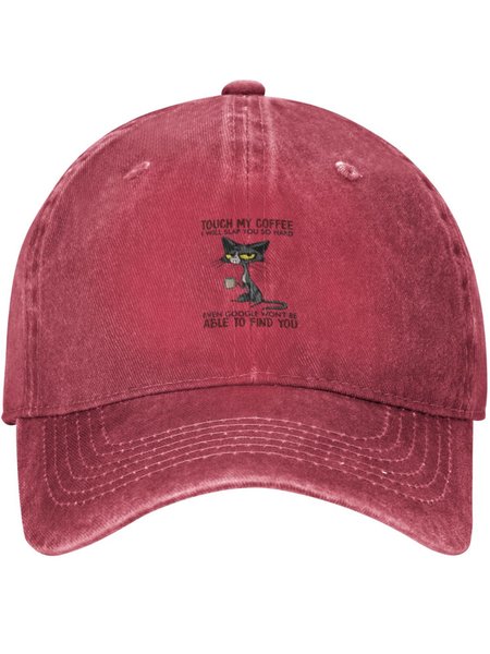 

Touch My Coffee Animal Graphic Adjustable Hat, Red, Men's Accessories