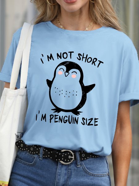 

Lilicloth X Manikvskhan I'm Not Short I'm Penguin Size Womens T-Shirt, Light blue, T-shirts