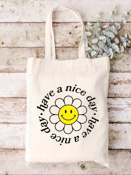 

Have A Nice Day Graphic Casual Shopping Tote Bag, White, Bags