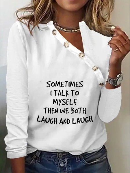 

Casual Long sleeve Loose Top, White, Blouses