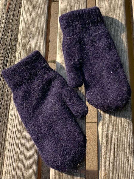

Plain Wool Knit All Over Gloves Fall Winter Warm Accessories, Navy blue, Women Gloves