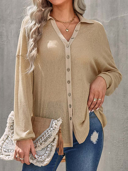 

Casual Plain Loose Shawl Collar Other Coat, Khaki, Clothing