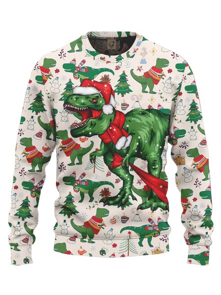 

Ugly Christmas Dinosaur Crew Neck Sweatshirt, Green, Hoodies&Sweatshirts