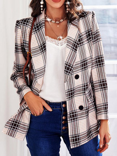 

Long Sleeves Plaid Blazers, Multicolor, Blazers