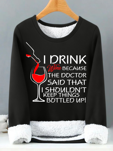 

Lilicloth X Y Wine Lovers Sweatshirt I Drink Wine Because The Doctor Said That I Shouldn't Keep Things Bottled Up Womens Warmth Fleece Sweatshirt, Black, Hoodies&Sweatshirts