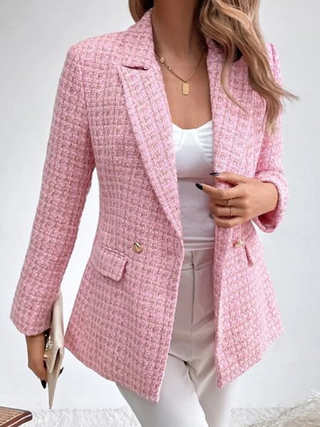 

Lapel Collar Casual Loose Blazer, Pink, Blazers