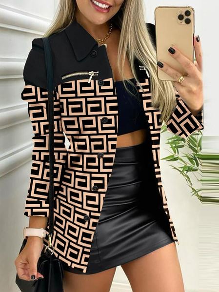 

Geometric Urban Shawl Collar Regular Fit Blazer, Black, Blazers