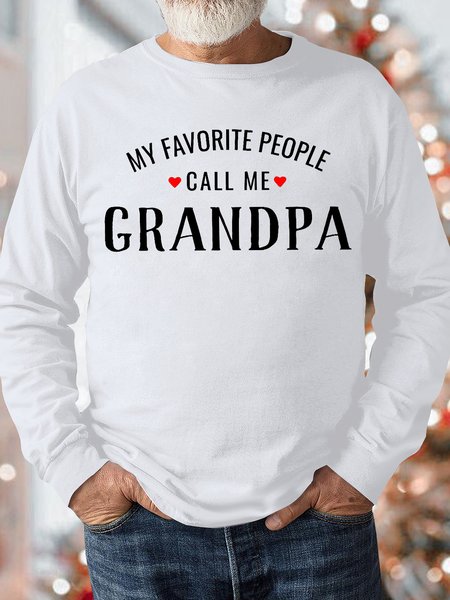 

Men's My Favorite People Call Me Grandpa Funny Graphic Print Loose Casual Text Letters Cotton-Blend Sweatshirt, White, Hoodies&Sweatshirts