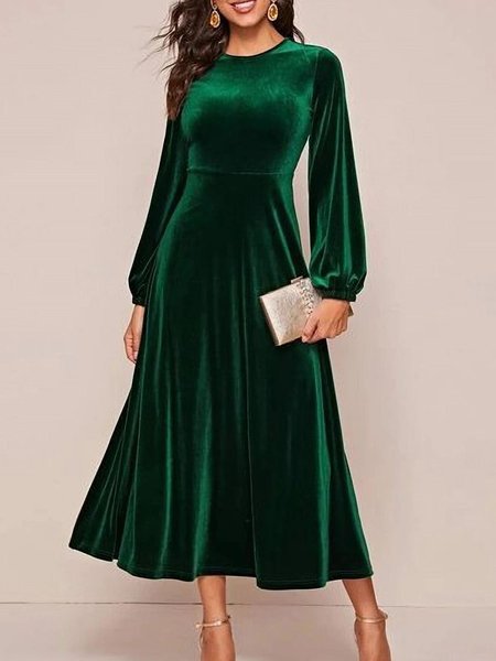 

Plain Elegant Knitted Midi Wedding Dress, Green, Maxi Dresses