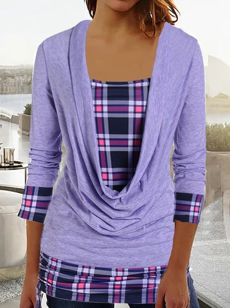 

Square Neck Casual Plaid Top, Multicolor, Tops