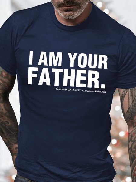 

Men's I Am Your Father Funny Graphic Print Text Letters Cotton Crew Neck Casual T-Shirt, Purplish blue, T-shirts