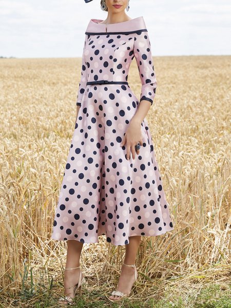 

Polka Dots Regular Fit Elegant Midi Party Dress, Multicolor, Midi Dresses