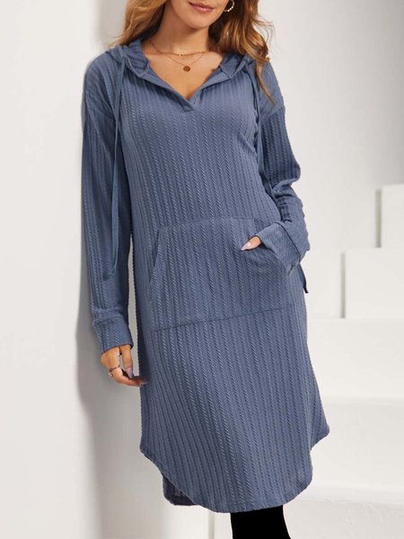 

Casual Loose Hoodie Dress, Blue, Dresses
