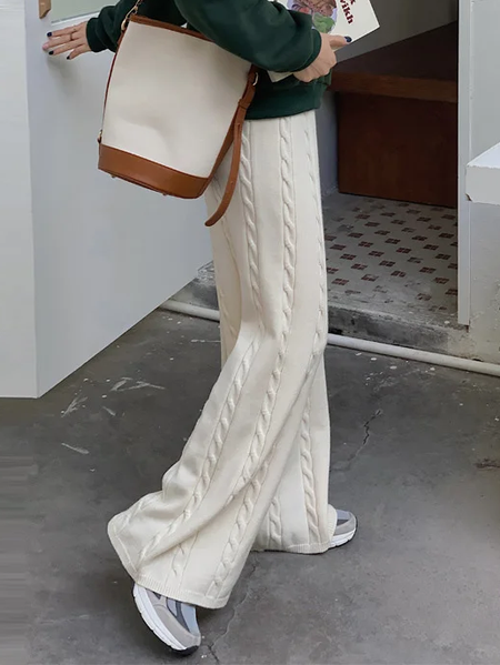 

Casual Plain Loose Cotton-Blend Sweatpants, White, Pants