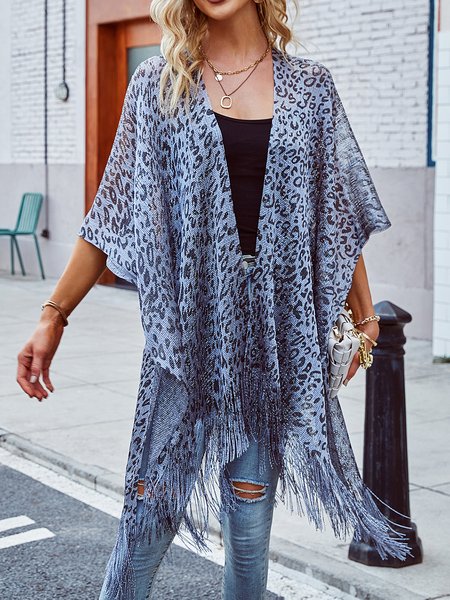 

Vacation Leopard Printing Coverup, Gray, swimwear>>Cover Ups