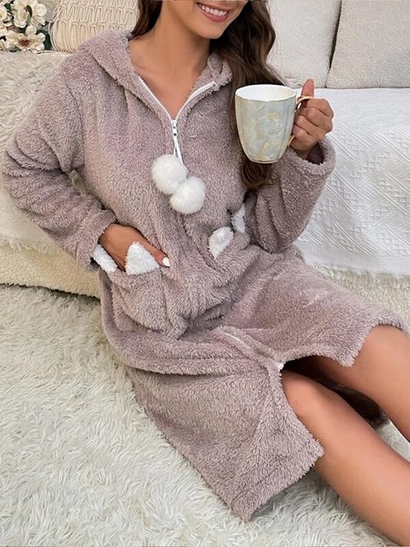 

Dress/Coat Two-Wear Plush Zipper Warm Clothing, Cameo, Dresses