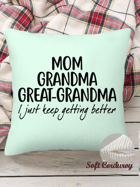 

18*18 Throw Pillow Covers, Soft Corduroy Gift For Great-Grandma Mom Grandma Great-Grandma Cushion Pillowcase Case for Living Room, Aqua, Pillow Covers