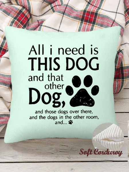 

18*18 Throw Pillow Covers, Dog Soft Corduroy Cushion Pillowcase Case For Living Room, Aqua, Pillow Covers