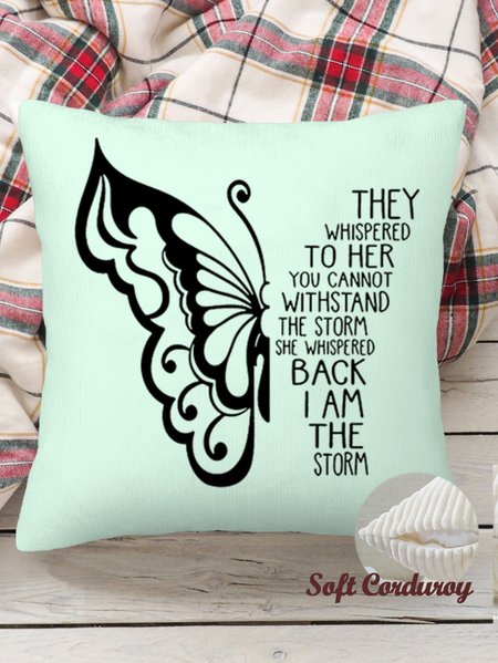 

18*18 Throw Pillow Covers,Butterfly Soft Corduroy Cushion Pillowcase Case for Living Room, Aqua, Pillow Covers