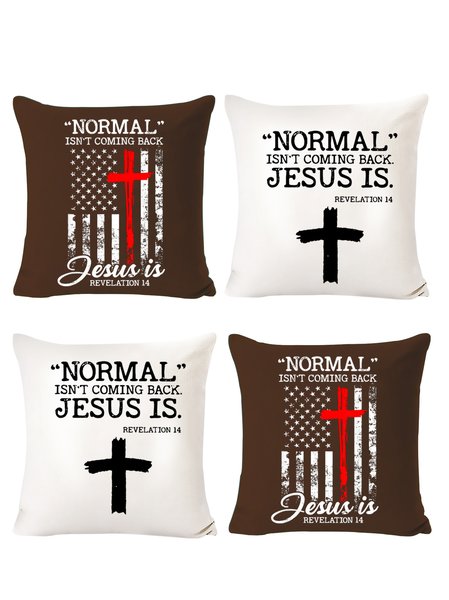 

18x18 Inch Set of 4 Pillow Covers, Jesus Backrest Cushion Decorations for Home, Coffee, Pillow Covers