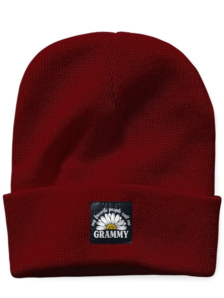 

My Favorite People Call Me Grammy Family Graphic Beanie Hat, Wine red, Hats