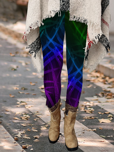 

Lilicloth X Paula Colorful Leaves Womens Tummy Control Legging, Blue, Leggings
