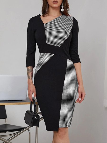 

Regular Fit Urban Others Color Block Daily Dress, Black, Midi Dresses