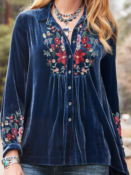 

Casual Regular Fit V Neck Top, Blue, Tops