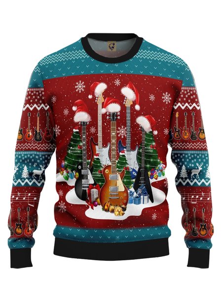 

Ugly Christmas Guitar Crew Neck Sweatshirt, Red, Hoodies&Sweatshirts