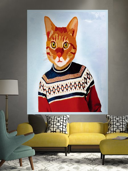 

51x60 Animal Cat Tapestry Fireplace Art For Backdrop Blanket Home Festival Decor, Color5, Tapestry