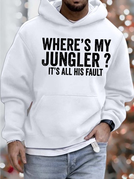 

Men’s Where’s My Jungler It’s All His Fault Hoodie Casual Sweatshirt, White, Hoodies&Sweatshirts