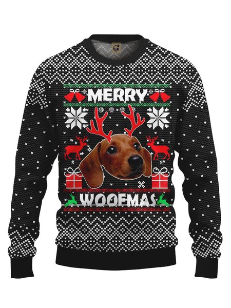 

Ugly Christmas Dog Crew Neck Sweatshirt, Black, Hoodies&Sweatshirts