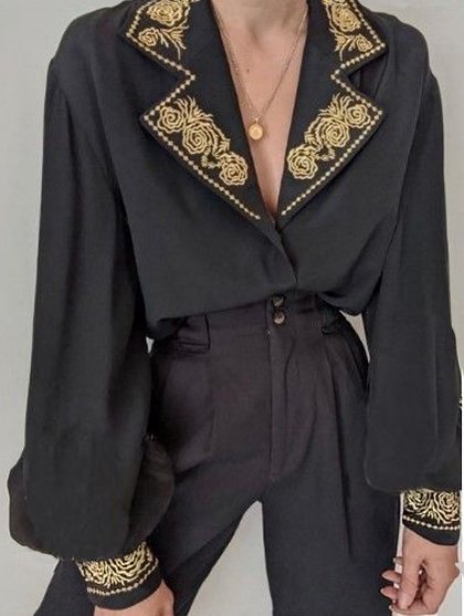 

Regular Fit V Neck Floral Urban Blouse, Black, Shirts & Blouses