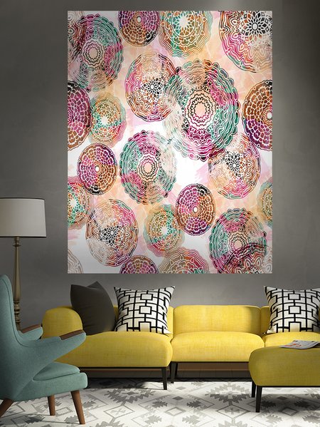 

51x60 Bohemian Mandala Tapestry Fireplace Art For Backdrop Blanket Home Festival Decor, Color5, Tapestry