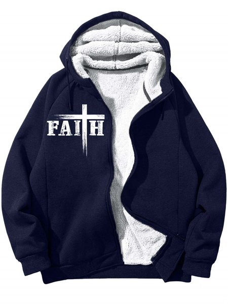 

Men’s Faith Cross Hoodie Loose Casual Text Letters Sweatshirt, Deep blue, Hoodies&Sweatshirts