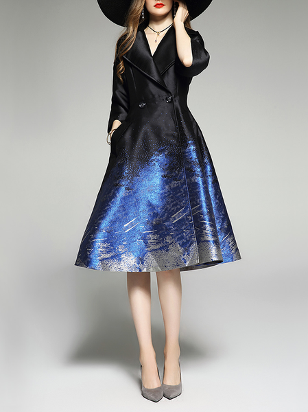 

Satin Seawater Elegant Dress, Black-blue, Midi Dresses