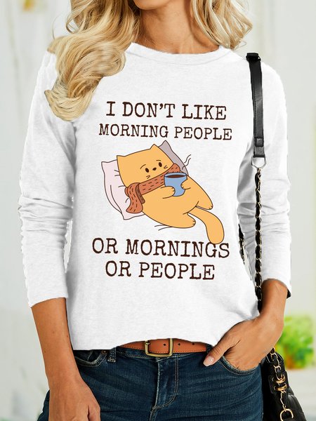 

Lilicloth X Manikvskhan I Dont Like Morning People Womens Long Sleeve T-Shirt, White, Long sleeves