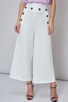 

Casual Plain Regular Fit Casual Pants, White, Pants
