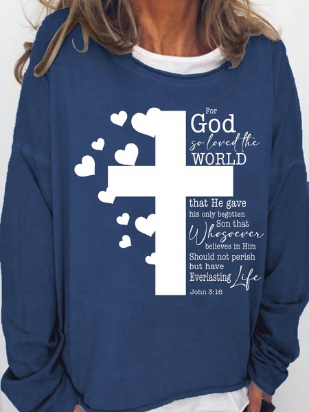 

Women's For God So Loved The World Bible John 3 16 Text Letters Sweatshirt, Dark blue, Hoodies&Sweatshirts