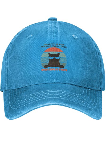 

Reality Is For People Who Lack Imagination Animal Graphic Adjustable Hat, Blue, Hats
