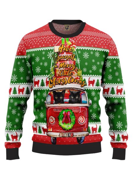 

Ugly Christmas Cat Crew Neck Sweatshirt, Green, Hoodies&Sweatshirts