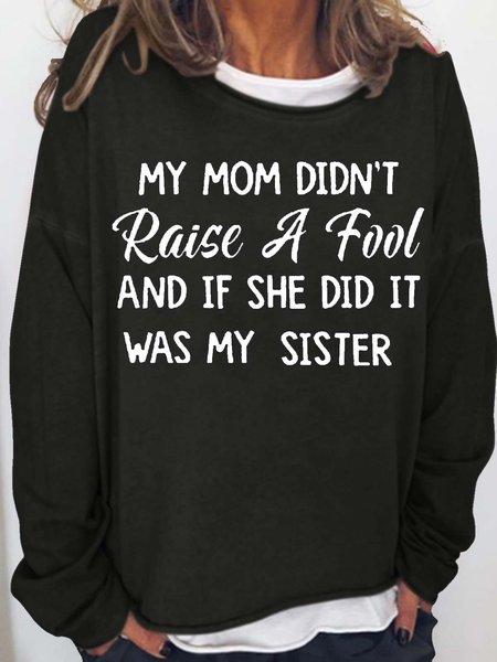 

Women's Funny Sister Letters Casual Sweatshirt, Black, Hoodies&Sweatshirts