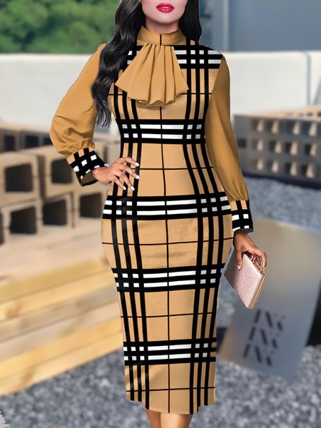 

Urban Long Sleeve Shirt Midi Spring Dress, Yellow, Midi Dresses