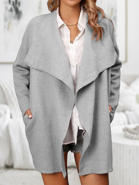 

Casual Shawl Collar Woolen Plain Jacket, Gray, Outerwear