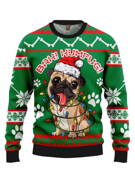 

Ugly Christmas Dog Crew Neck Sweatshirt, Green, Hoodies&Sweatshirts