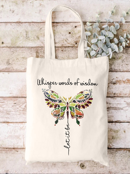 

Whisper Words Of Wisdom Animal Graphic Casual Shopping Tote Bag, White, Bags