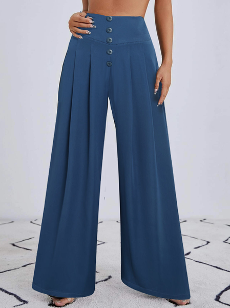 

Loose Casual Plain Casual Pants, Blue, Pants