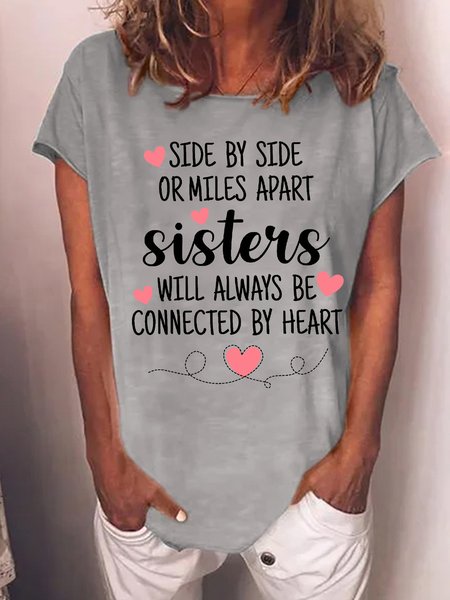 

Women's Sister Casual Cotton-Blend T-Shirt, Gray, T-shirts