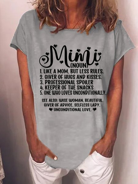 

Women's Mimi Grandma Casual Crew Neck Heart T-Shirt, Gray, T-shirts