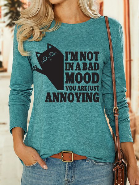 

Lilicloth X Jessanjony I'm Not In A Bad Mood You Are Just Annoying Womens Long Sleeve T-Shirt, Green, Long sleeves